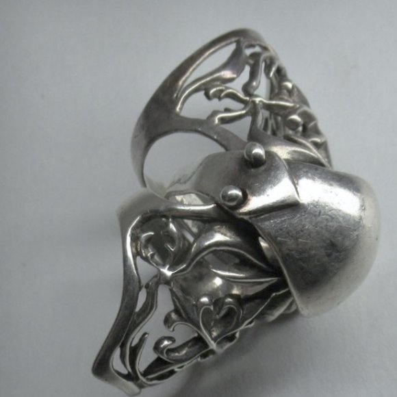 Unisex 925 Sterling Silver Medieval Cross Jointed Armor Goth Rare Ring - Picture 4 of 9